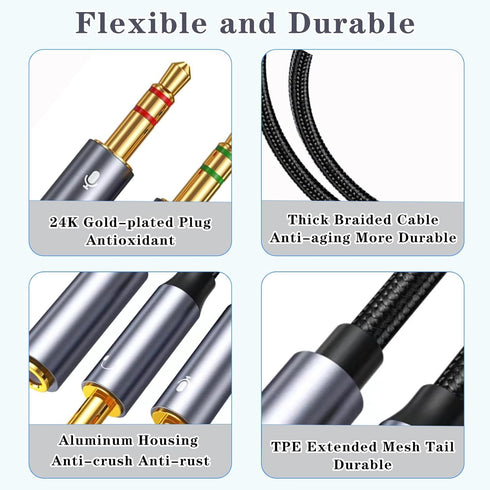 Headphone Splitter Aux Splitter 2 Male 1 Female for PC Headphone Microphone 2-in-1 Adapter 1/8 inch TRS Audio Splitter -0.3M 1FT......