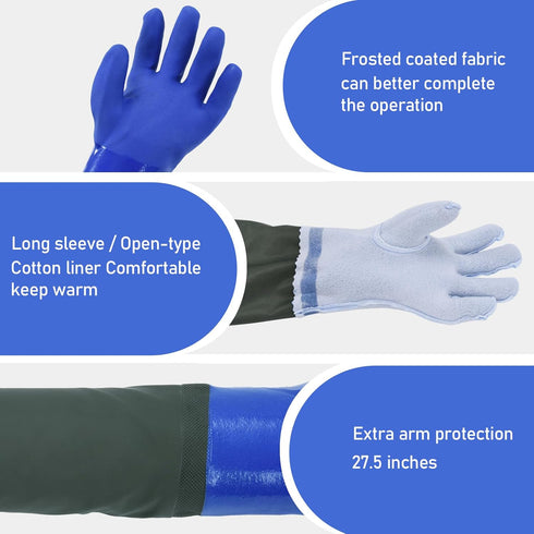 Long Waterproof Gloves, Long Chemical Gloves, Reusable, Padded Cotton Lined/Acid & Oil Resistant 28 inch XL...