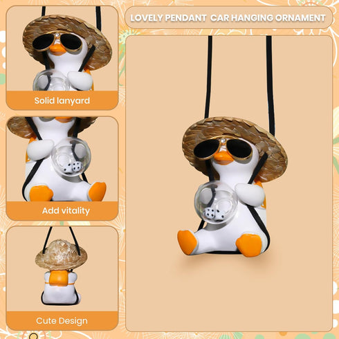 2PCS Swinging Ducks Car Hanging Ornament Interior Rearview Mirror Accessories Car Pendant Rearview Mirror Decoration Gift (Sunglasses and Dice)...
