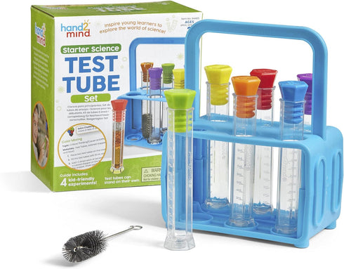 hand2mind Starter Science Test Tube Set, Flat Bottom Test Tubes, Science Lab for Kids, Test Tube Rack, Science Supplies,Test Tubes with Lids, Scie...