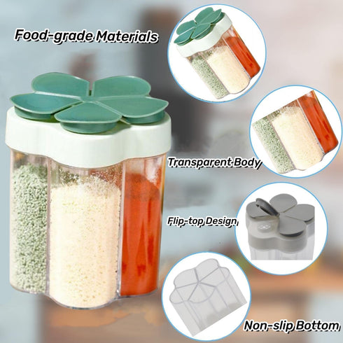 2 Pcs 5 in 1 Spice Containers, Multi-Spice Dispenser, Portable Travel Seasoning Condiment Containers, Salt Pepper Spice Shaker with Lid and Labels...