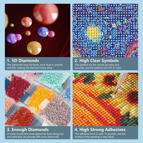 FHBUBPUP Starry Night Diamond Painting Kits for Adults, Starry Sky Diamond Art Kits, Full Drill Round Gem Art, DIY Landscape Paint with Diamond Be...