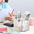 Clear Rotating Pen Holder 5 Compartments, 360 Degree Spinning Desk Organizer, Office Marker Crayon Organizer Storage, Pencil Cup Caddy for Art Sup...
