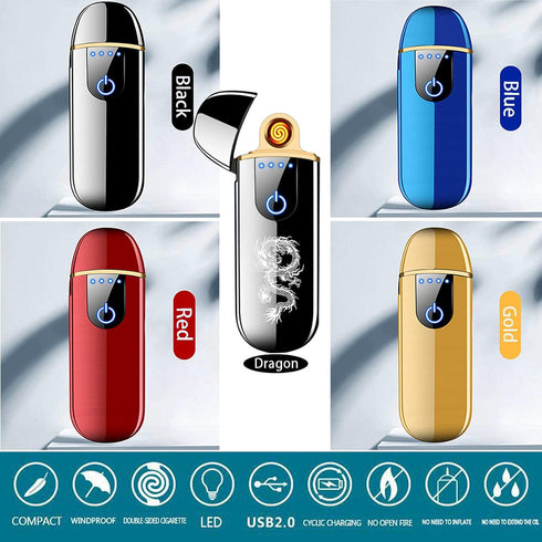 Electric Lighter, Smart Electronic Lighter, Mini USB Rechargeable Lighter Touch Ignition Windproof Flameless Lighter Lightweight Plasma Lighter wi...