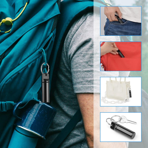 Small Pocket Pill Box Keychain, Aluminium Alloy Portable Mini Pill Organizer Case Container for Purse, Waterproof Metal Pill Holder Medicine Bottl...