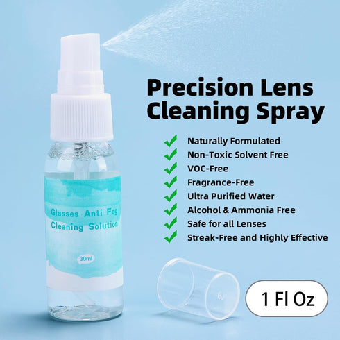 Glasses Cleaning Kit Eyeglass Cleaner, Glasses Cleaner Anti Fog Wipes for Glasses Lens Cleaner Spray with Microfiber Cloth, Eye Glass Repair Kit w...