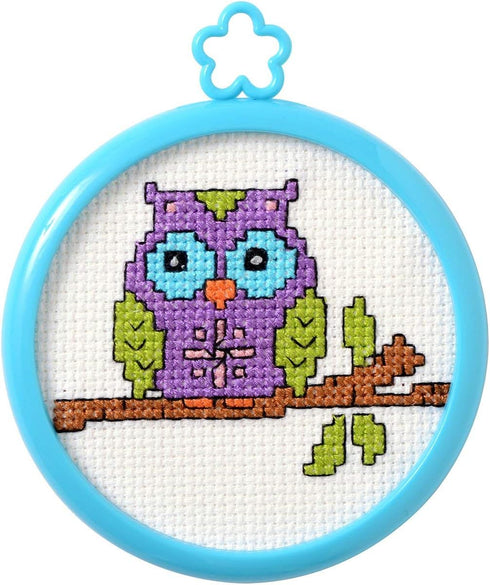 Bucilla WM46432 3 in. Round My 1st Stitch Owl On A Limb Mini Counted Cross Stitch Kit - 14 Count14...