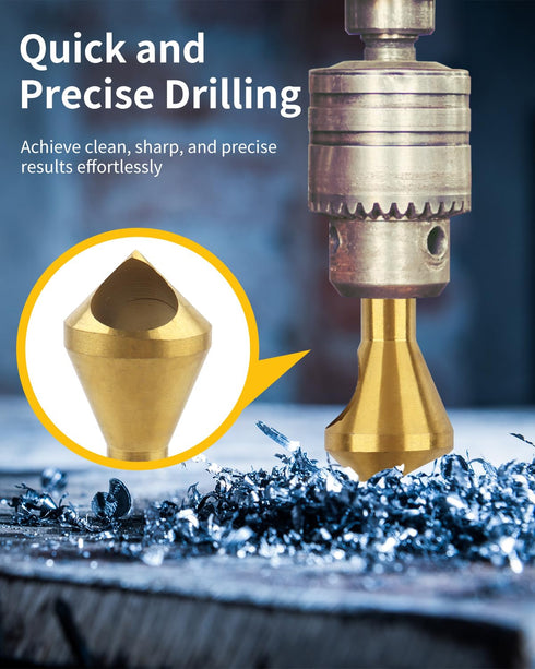 Countersink Drill Bit Set, 4 Pcs Titanium Coated Counter Sink Drill Bit Set Deburring External Chamfer Tool, for Wood, Metal, Plastic, PVC...