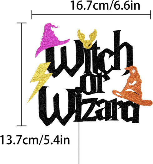 Witch or Wizard Cake Topper,Gender Reveal Baby Shower Party Decorations Potter Inspired He or She Boy or Girl Cake Decor...