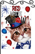 Red White Meow Garden Flag,4th of July Cat Welcome Door Sign,Welcome Patriotic Memorial Day Independence Day.Double Sided 12.5x18 Inch...