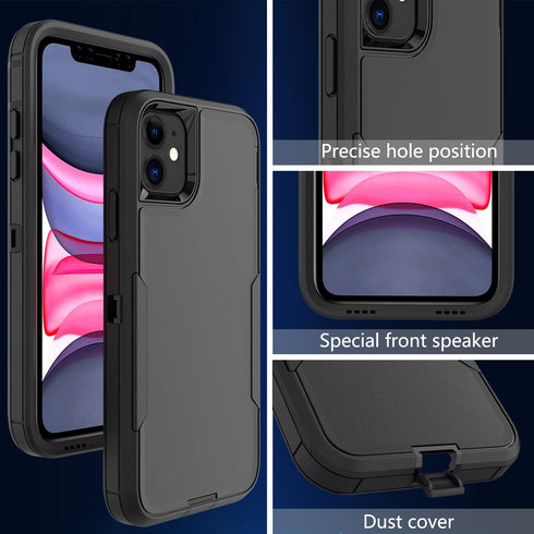 for IPhone 11 Case, Heavy Duty Shockproof Protective iPhone 11 Phone Case with Dual Layer Protection (Black)...