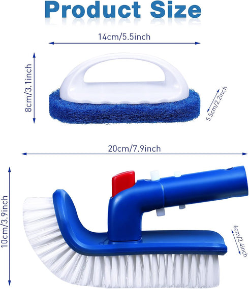 2 Pieces Corner and Step Pool Round Brush 180 Degree Rotation Handle Scrub Brush Sponge Brush Sponge Bathtub Pool Scrub Brush for Ground Swimming ...