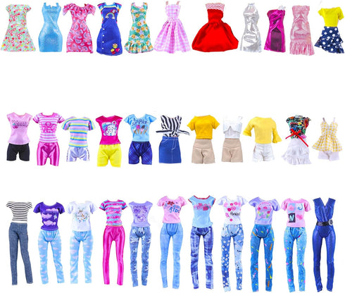 10 Sets Doll Clothes Include 1 Pink Dress 9 Random Casual Outfits for 11.5 inch Girl Dolls...