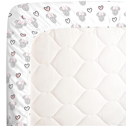 Disney Minnie Mouse Hearts Girl Standard 2-Pack Fitted Crib Mattress Sheets...