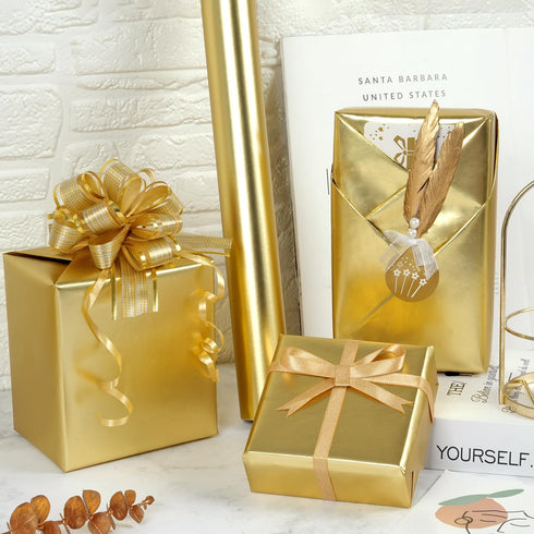 Gold Wrapping Paper Roll, Solid Color Metallic Wrapping Paper, Matte Wrapping Paper Roll, Gold Gift Wrapping Paper for Birthday Wedding Christmas ...