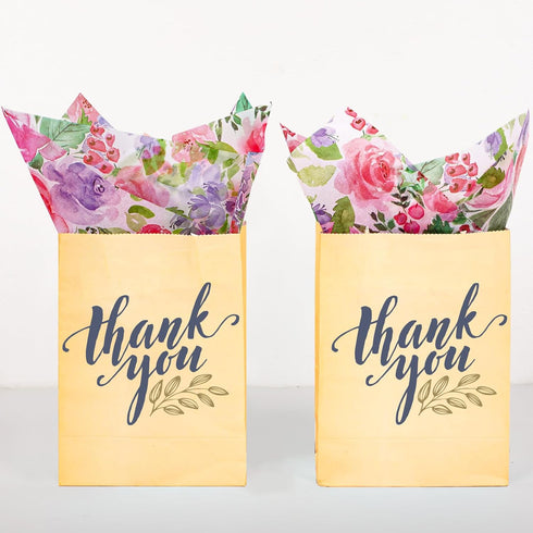 Whaline 100Pcs Floral Tissue Paper Watercolor Flower Gift Wrapping Paper Blossom Packaging Paper DIY Art Craft Paper for Home Wedding Baby Shower ...