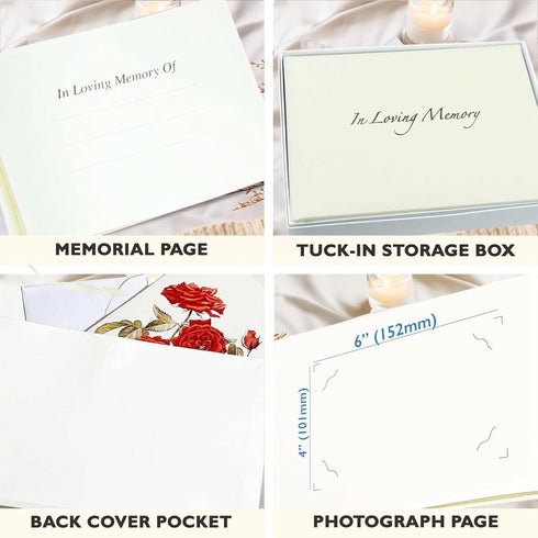 In Loving Memory Funeral Guest Book - 192 Pages with Silver Gilt Edges & Storage Box - Hardcover Memorial Book with 2304 Message Lines & Keepsake ...
