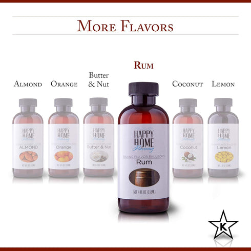 Happy Home Flavoring Imitation Rum Baking Flavor Emulsion - Certified Kosher, 4 oz....