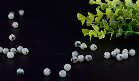 Natural Stone Beads 100pcs Round Genuine Real Stone Beading Loose Gemstones Hole Size 1mm DIY Smooth Bead for Bracelet Necklace Earrings Jewelry M...