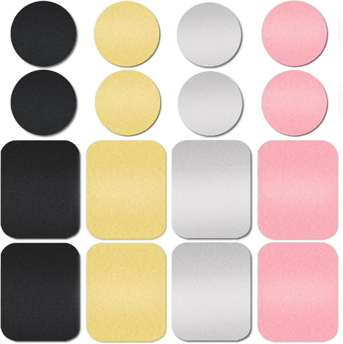 ACKLLR 16 Pieces Phone Car Mount Metal Plate with Adhesive for Magnetic Cradle-Less Mount,Cell Phone, GPS and Tablet Holder, 8 Rectangular and 8 R...