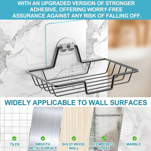 Soap Dish Holder, No Drilling Soap Bar Holder, 304 Rustproof Stainless Steel Soap Holder, Home Farmhouse Wall Mounted Soap Dish for Shower, Kitche...