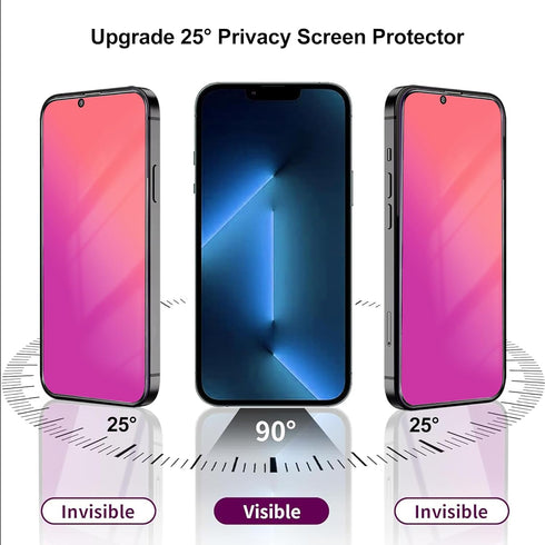 Compatible with iPhone 14 Compatible with iPhone 13 Pro and Compatible with iPhone 13 Privacy Screen Protector 2 PACK 25 Degree Anti Spy Tempered ...
