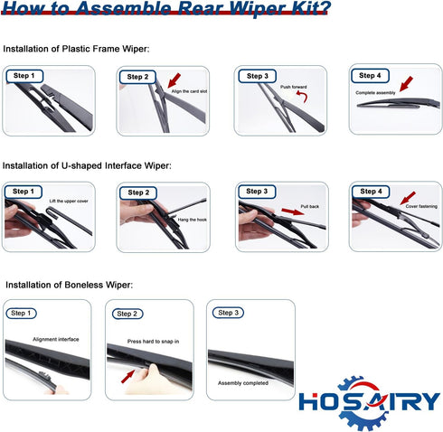 Rear Windshield Wiper Blade for Jeep Cherokee 14-22, for Hyundai Accent 07-11 Santa Fe 2007-2012 Tucson 16-21, for Mazda 3 10-13 CX-5 CX-7 CX-9 Re...