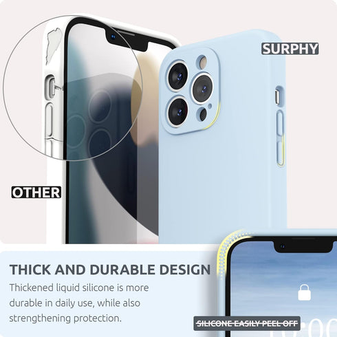 SURPHY Compatible with iPhone 13 Pro Case with Screen Protector, (Camera Protection + Soft Microfiber Lining) Liquid Silicone Phone Case 6.1 inch ...