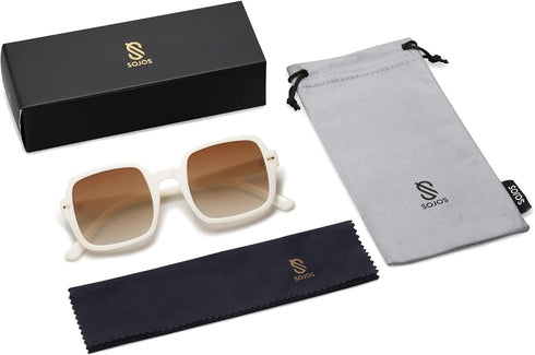 SOJOS Retro Square Polarized Sunglasses for Women Men Classic Trendy Sunnies SJ2226...