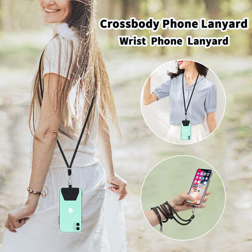 SS Phone Lanyard, Cell Phone Lanyard with Adjustable Detachable Neckstrap and Phone Tether, Phone Strap Suitable for All Smartphones-Black...