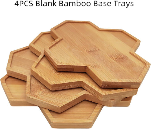 4PCS Mosaic Bamboo Coasters for Crafts, Blank Base Trays, Drinking Cup Coaster, Plant Coaster, Art Plate,DIY Mosaic Supplies (Hexagonal Platter)...