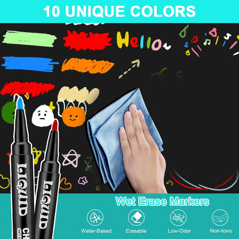 Chalk Markers Fine Tip - Chalkboad Markers - Liquid Chalk Markers Erasable - Chalk Markers for Blackboard Chalk Board First Day of School Board - ...