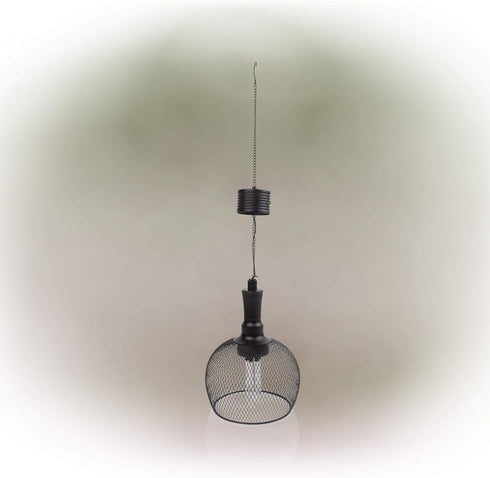 Alpine Corporation 10" Tall Hanging Solar Powered Outdoor Mesh Lantern with LED Lights, Black...