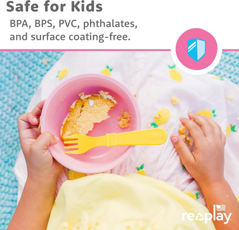 Re-Play 12 Oz. Toddler Bowls for Snack and Everyday Dining - Dishwasher and Microwave Safe - Made in USA - Set of 3-5.75" x 5.75" x 2" - Aqua Asst...
