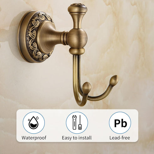 Antique Bronze Brass Bath Towel Hooks, Wall Mounted Bathroom Hardware Accessories,Pattern Carving Design...