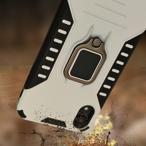 MODOS LOGICOS Case for iPhone XR, Dual Layers Shockproof Protective Case with Built-in 360 Metal Rotating Ring Kickstand, Working with Any Magneti...