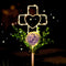 16 Inch Solar Cross Garden Stake Lights with 1 Artificial Flower Metal Garden Art for Patio Lawn Garden Decor Solar Outdoor love Sign for Gravesit...