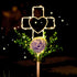 16 Inch Solar Cross Garden Stake Lights with 1 Artificial Flower Metal Garden Art for Patio Lawn Garden Decor Solar Outdoor love Sign for Gravesit...