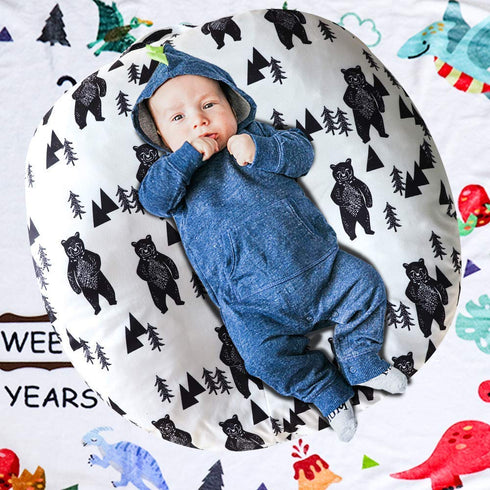 Baby Lounger Cover, Bear Newborn Lounger Cover for Boys, Snugly Fit Infant Lounger for Baby, Infant Removable Slipcover, Animal Breathable & Reusa...