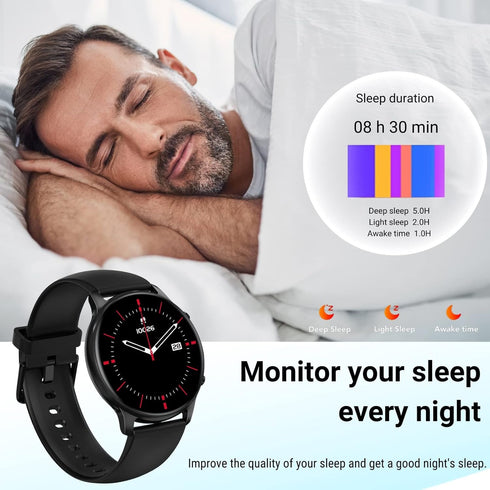Holiday Smart Watches for Women Men, 1.32” Full Touch Screen Heart Rate/Sleep Monitor/Pedometer, IP68 Waterproof Fitness Watch for Android iOS Pho...