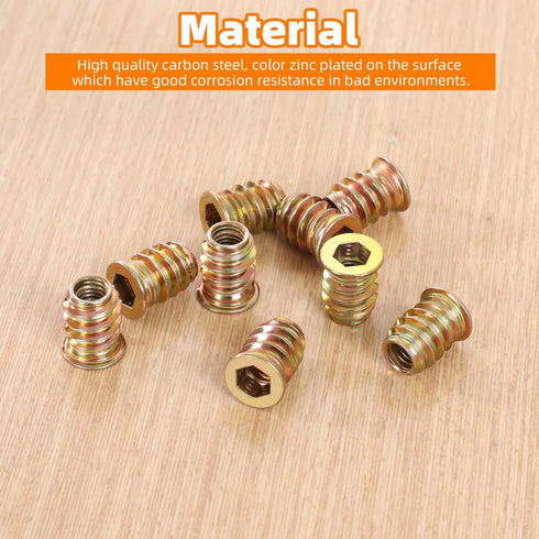 M6 x 15mm Wood Inserts Bolt Furniture Screw in Nut Threaded Fastener Connector Hex Socket Drive for Wood Furniture, 50 PCS...