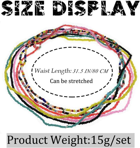 Twinklede Elastic Beads Belly Waist Chain Colorful Beaded Body Chains Set Festival Rave Summer Bikini Body Jewelry for Women and Girl...