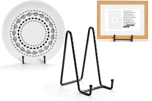 3 Pack 6inch Picture Stands for Display, Black Metal Plate Stands for Display - Decorative Plate Stand, Plate Holder Display Stand, Picture Frame ...