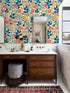 HAOKHOME 93386-4 Peel and Stick Wallpaper Floral Removable Stick on Contact Paper for Bathroom White/Orange/Green 17.7in x 9.8ft...