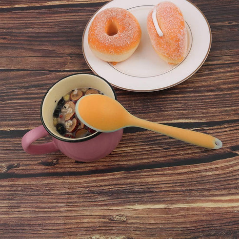 uxcell Silicone Dinner Spoon Table Spoon Dessert Spoon Utensils for Kitchen Restaurant Orange...