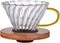 Gute Glass Coffee Dripper/Filter - Cone Glass Pour Over Coffee Dripper with Bamboo Stand & Handle, 1-4 Cups Drip Coffee Maker Funnel Accessories f...