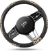 Steering Wheel Cover - Made with PVC Leather and Leopard Fabric - Universal 14 1/2 inches to 15 inches for Most Automotive Steering Wheel (Leopard...