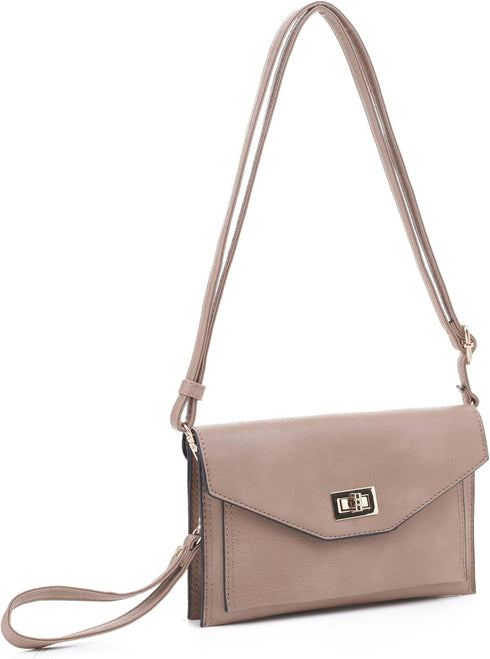 Isabelle Multifunctional Women's Envelope Style Crossbody Wallet Clutch with Turn Lock and Zipper Closure...