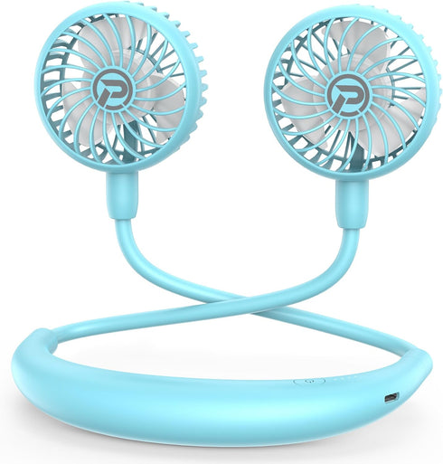 Portable Neck Fan, Battery powered Rechargeable Fan,Hand Free Personal Fan, Adjustable, Wearable Fan for Travel Sport Work Women Kids (Blue)...