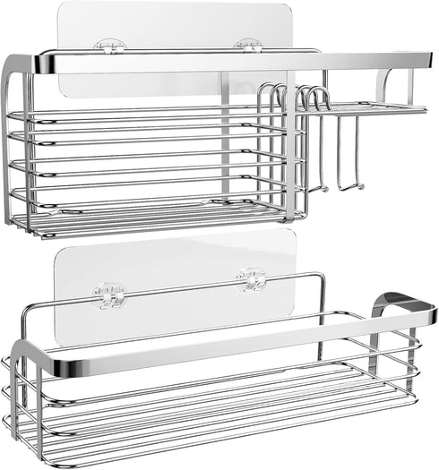 Adhesive Shower Caddy 2 Pack Shower Organizer Shelf, No Drilling Stainless Steel Bathroom Storage Rack for Inside Shower Shampoo Conditioner Holde...